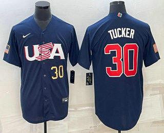 Men%27s USA Baseball #30 Kyle Tucker Number 2023 Navy World Baseball Classic Stitched Jersey